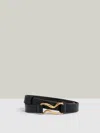 Reiss Black Leather Sculpted-hardware Belt