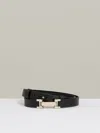 Reiss Black Leather Square Hinge Belt