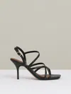 Reiss Black Leather Strappy Stiletto Sandals In Black