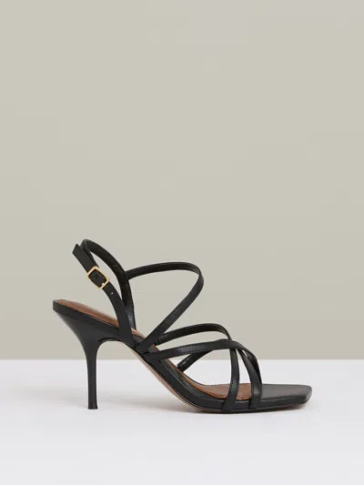 Reiss Black Leather Strappy Stiletto Sandals