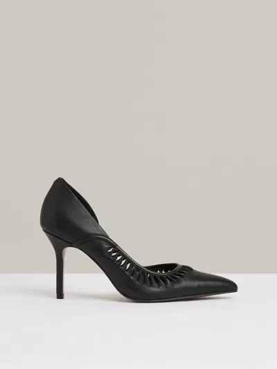 Reiss Black Leather Twist Detail Court Shoes