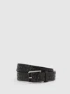 Reiss Black Leather Woven Belt In Black