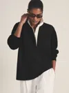 Reiss Les 100 Ciels Noa Open Collar Polo In Black