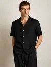 Reiss Beldi Oversized Textured Camp Shirt In Black