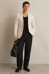 Reiss Black Linen Drawstring Relaxed-fit Trousers