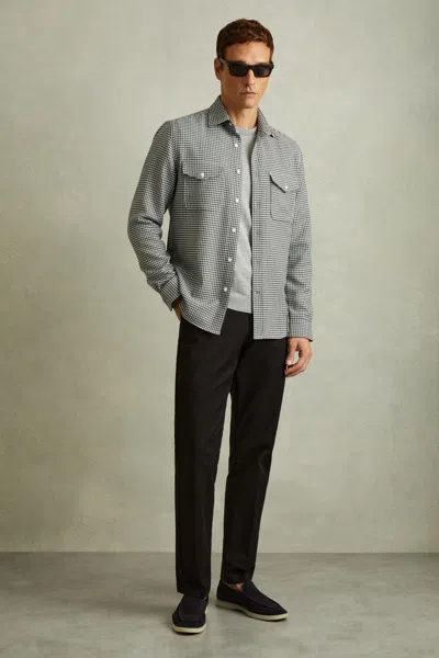 Reiss Black Houndstooth Overshirt