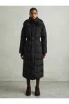 Reiss Black Dalby Longline Hooded Puffer Coat