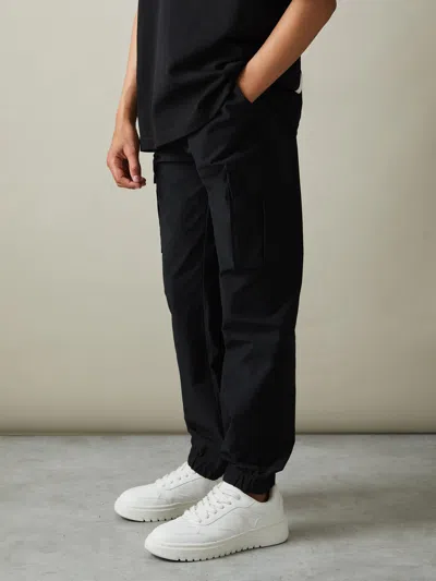 Reiss Black Lucian 9-14 Yrs Technical Drawstring Trousers