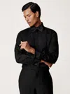 Reiss Black Regular Fit Cotton Double-cuff Dinner Shirt Regular-fit