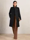 Reiss Black Coat In Blue