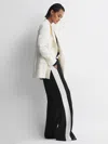 Reiss Black May Wide Petite Wide Leg Contrast Stripe Drawstring Trousers