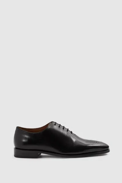 Reiss Black Mead Brogue Leather Brogue Detail Lace-up Shoes