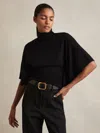 Reiss Black Merino Wool Batwing Roll-neck Jumper In Multi