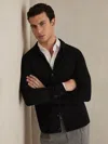 Reiss Black Merino Wool Button-through Cardigan