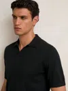 Reiss Duchie Johnny Collar Short Sleeve Wool Polo Sweater In Black