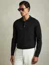 Reiss Black Merino Wool Polo Shirt