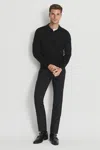Reiss Black Trafford Merino Wool Polo Shirt