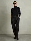 Reiss Black Merino Wool Roll Neck Jumper In Black