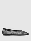 Reiss Black Mesh Embellished Ballet Flats In Black