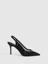 Reiss Black Mesh Sling Back Court Shoes In Black
