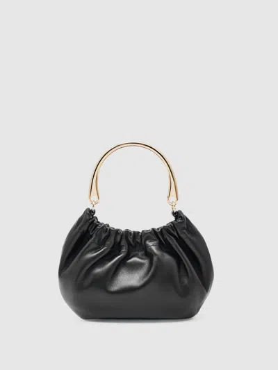 Reiss Black Metal-handle Leather Clutch Bag