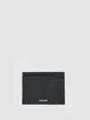 Reiss Black Micro-grain Leather Card Holder In Blue