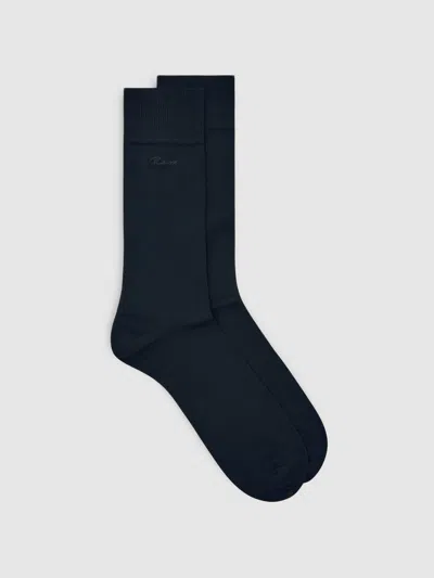 Reiss Black Cotton-blend Logo Embroidery Socks