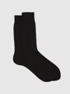Reiss Black Milo Cotton-blend Script-logo Socks
