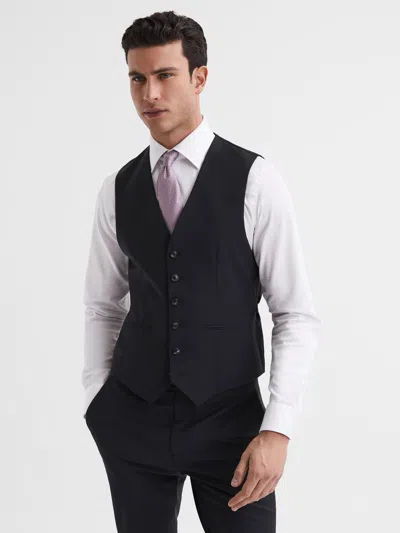 Reiss Black Modern Fit Travel Waistcoat
