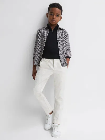 Reiss Kids' Black Monogram Button-through Shirt