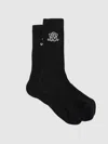 Reiss Black Monogram Cotton-blend Ribbed Socks