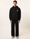 Reiss Black Monogram Cotton Oversized Hoodie In Black