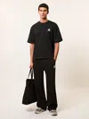 Reiss Black Monogram Cotton Oversized T-shirt In Black