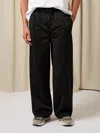 Reiss Black Monogram Cotton Wide-leg Joggers In Black