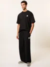 Reiss Black Monogram Wool Wide-leg Knitted Joggers In Black