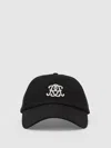Reiss Black Monogram Embroidered Baseball Cap In Black