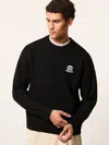 Reiss Black Monogram Embroidered Wool Jumper In Animal Print