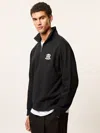 Reiss Black Monogram Embroidery Half-zip Sweatshirt In Black