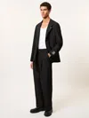 Reiss Black Monogram Relaxed-fit Belted Trousers