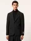 Reiss Black Monogram Relaxed Single-breasted Blazer In Black