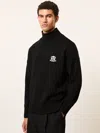 Reiss Black Monogram Wool Funnel-neck Jumper In Multi