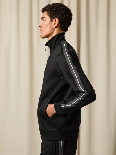 Reiss Black Monogram Zip-through Track Top In Multi