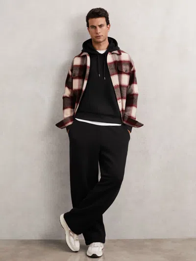 Reiss Black Cotton-blend Fleece-back Joggers In Brown