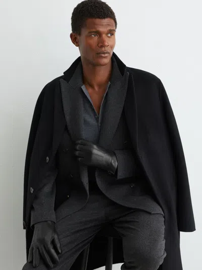 Reiss Black Monty Nappa Leather Gloves In Pink