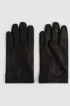 Reiss Black Monty Wool And Cashmere Lined Leather Gloves In Black