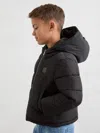 Reiss Kids' Black 3-9 Yrs Monogram Hooded Relaxed Puffer Jacket