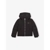 Reiss Black 13-14 Yrs Monogram Hooded Relaxed Puffer Jacket In Black