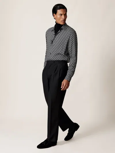 Reiss Nix Print Button-up Shirt In Black