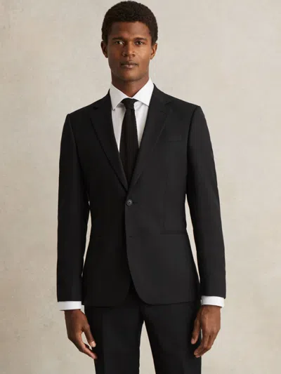 Reiss Black Oe Wool-blend Single-breasted Suit Jacket Slim-fit