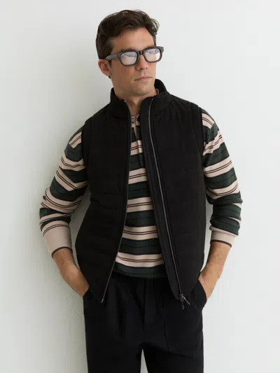 Reiss Black Orson Funnel-neck Quilted Gilet